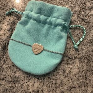 Tiffany & Co. Silver Heart Bracelet with Blue Pouch